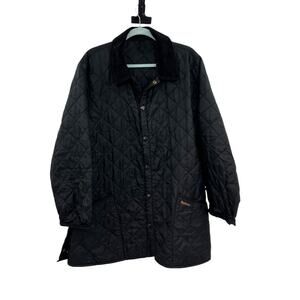 Barbour Vintage Liddesdale Quilted Jacket Nylon Black Size Large